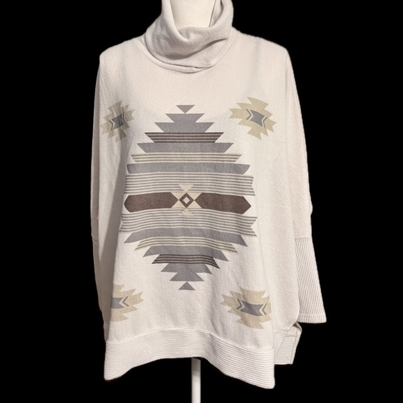 NWT Simply Southern Aztec Turtleneck Cowl Neck Sweater P2P 34” OSFA NWT - Picture 8 of 16